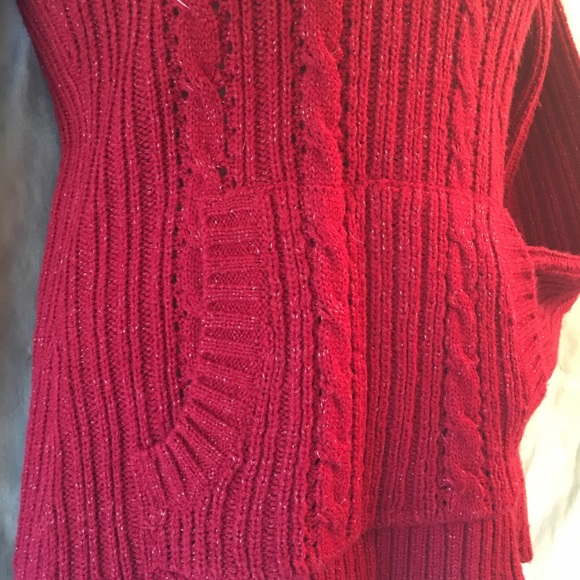 Lovely deep red metallic hooded sweater, S - Picture 2 of 4